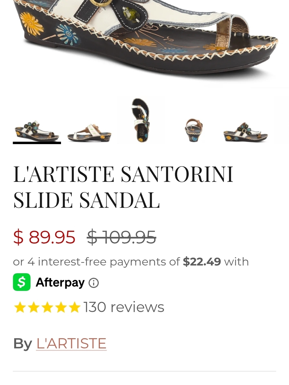 L'ATISTE Santorini Floral Slide Sandal - White, Black, Yellow, Blue